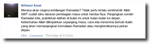 Status Facebook ‘Ramadan Berakhir’